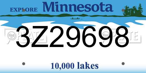 3Z29698 Minnesota License Plate