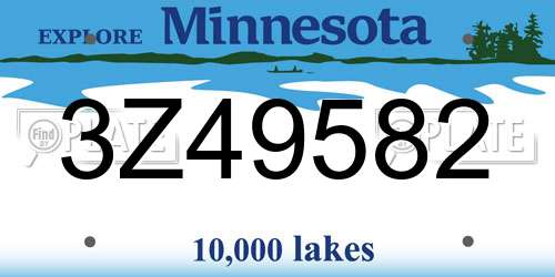 3Z49582 Minnesota License Plate