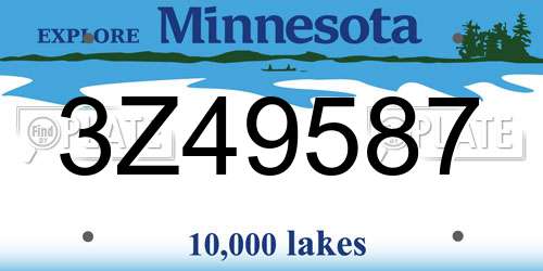 3Z49587 Minnesota License Plate
