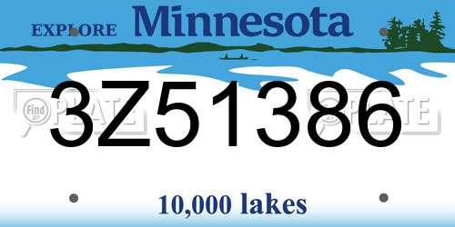3Z51386 Minnesota License Plate