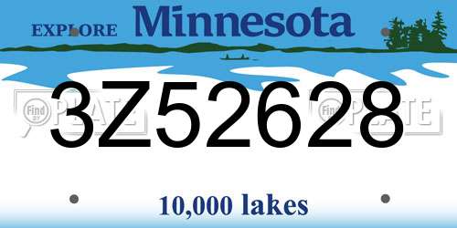 3Z52628 Minnesota License Plate