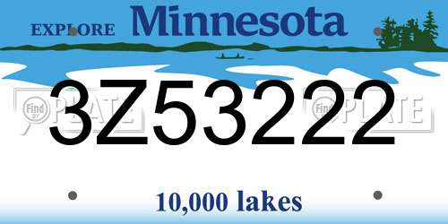 3Z53222 Minnesota License Plate