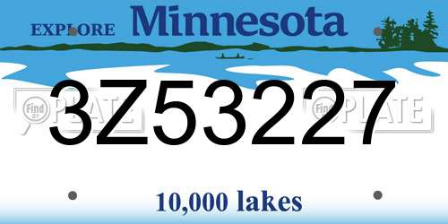 3Z53227 Minnesota License Plate