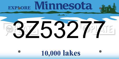 3Z53277 Minnesota License Plate
