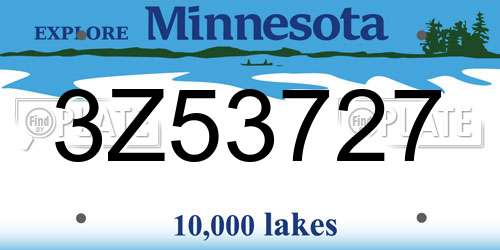 3Z53727 Minnesota License Plate