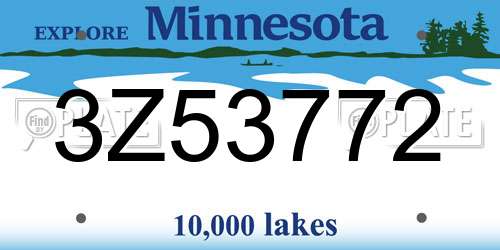 3Z53772 Minnesota License Plate