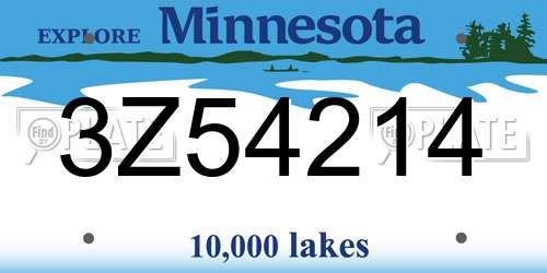 3Z54214 Minnesota License Plate
