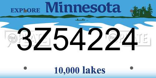 3Z54224 Minnesota License Plate