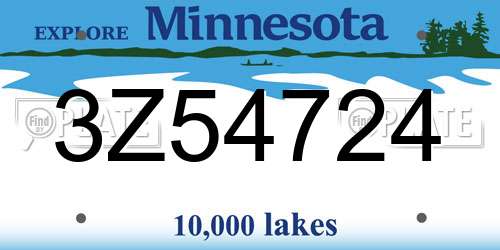 3Z54724 Minnesota License Plate