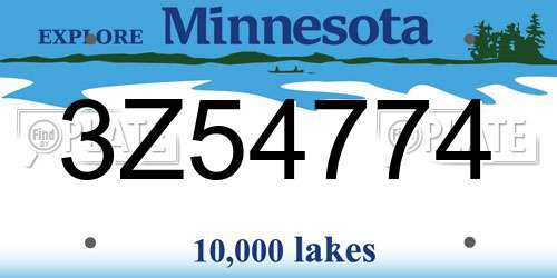 3Z54774 Minnesota License Plate