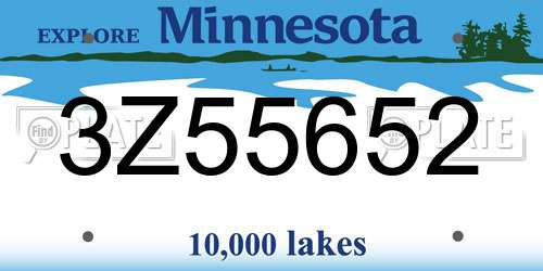 3Z55652 Minnesota License Plate