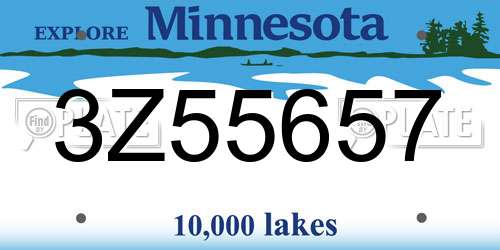 3Z55657 Minnesota License Plate