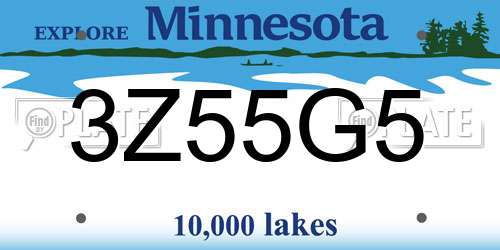 3Z55G5 Minnesota License Plate