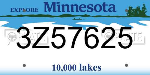 3Z57625 Minnesota License Plate