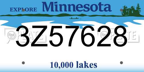 3Z57628 Minnesota License Plate