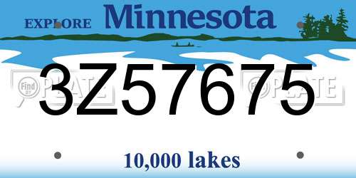 3Z57675 Minnesota License Plate