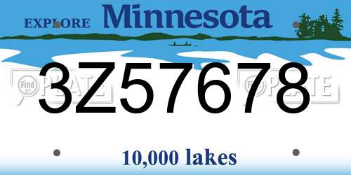 3Z57678 Minnesota License Plate