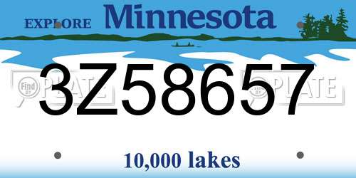 3Z58657 Minnesota License Plate