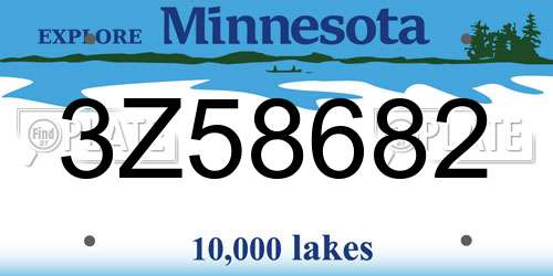 3Z58682 Minnesota License Plate