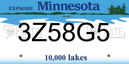 3Z58G5 Minnesota License Plate