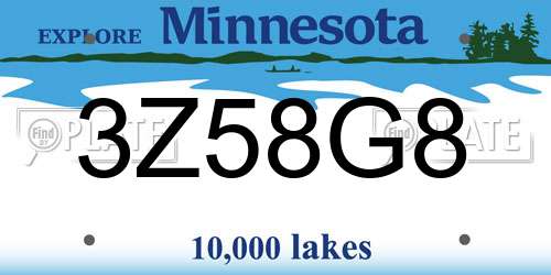 3Z58G8 Minnesota License Plate