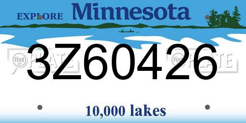 3Z60426 Minnesota License Plate