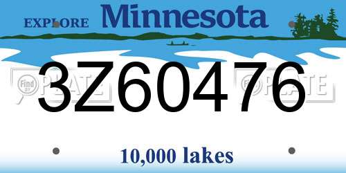 3Z60476 Minnesota License Plate
