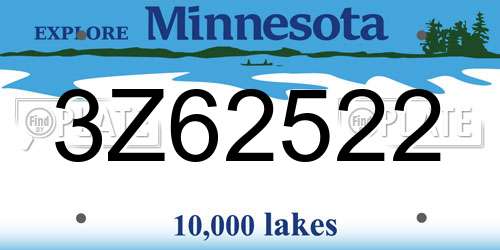 3Z62522 Minnesota License Plate