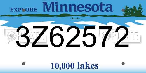 3Z62572 Minnesota License Plate