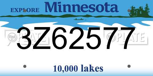 3Z62577 Minnesota License Plate