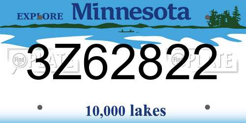 3Z62822 Minnesota License Plate