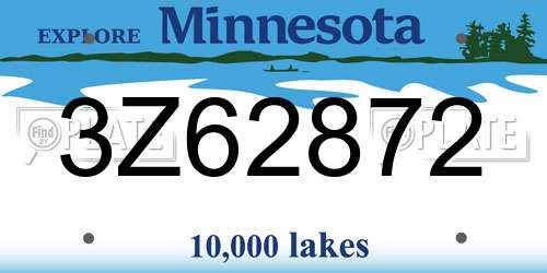 3Z62872 Minnesota License Plate