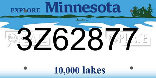 3Z62877 Minnesota License Plate