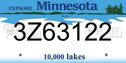 3Z63122 Minnesota License Plate