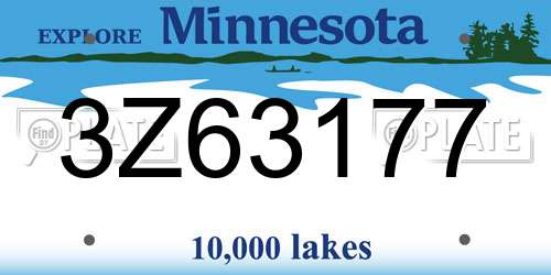 3Z63177 Minnesota License Plate