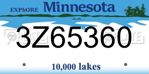 3Z65360 Minnesota License Plate