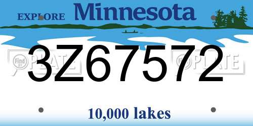 3Z67572 Minnesota License Plate