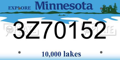 3Z70152 Minnesota License Plate