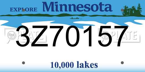 3Z70157 Minnesota License Plate