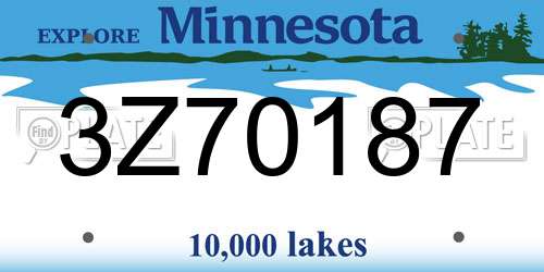 3Z70187 Minnesota License Plate
