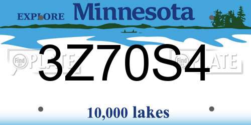3Z70S4 Minnesota License Plate