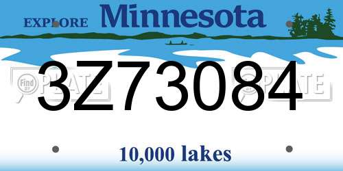 3Z73084 Minnesota License Plate