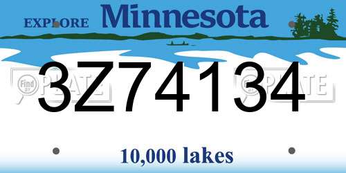 3Z74134 Minnesota License Plate