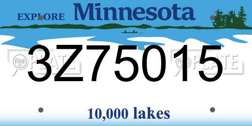 3Z75015 Minnesota License Plate