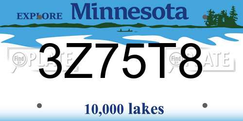 3Z75T8 Minnesota License Plate