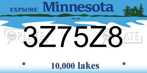3Z75Z8 Minnesota License Plate