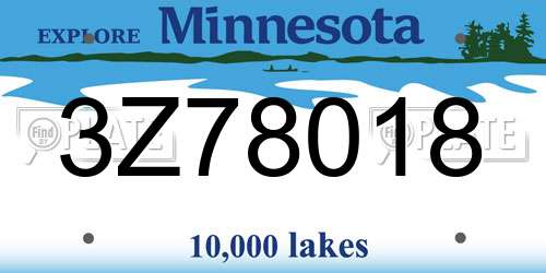 3Z78018 Minnesota License Plate