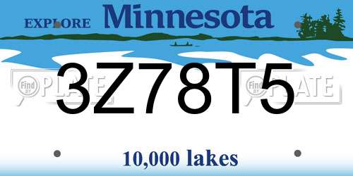 3Z78T5 Minnesota License Plate