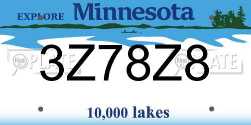 3Z78Z8 Minnesota License Plate