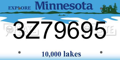 3Z79695 Minnesota License Plate